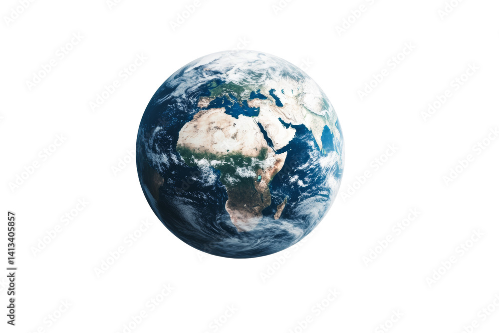 Fototapeta premium Blue and white planet with a white background, isolated