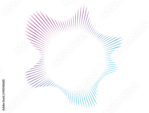 Neon equalizer with blur. Audio multicolor waves. Radial curve audio wave with aura . Audio elements of music, voices. Vector illustration.