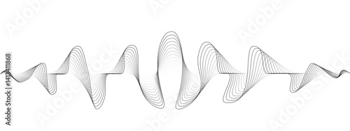 Abstract wavy dots lines of the sound wave. Dynamic pulsating wave. Musical symbol of the frequency of digital music. Vector illustration