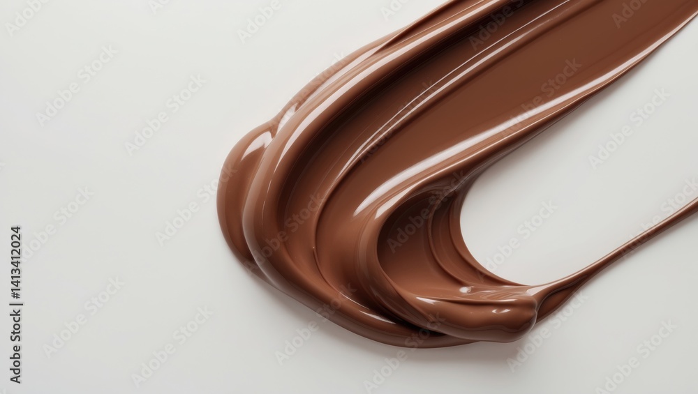 Top view of chocolate paste spread on a white surface Top view of chocolate paste spread on a white surface
