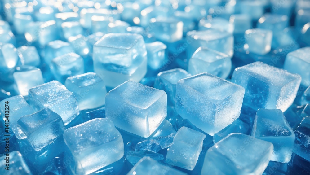 Texture of multiple ice cubes captured from a vertical angle