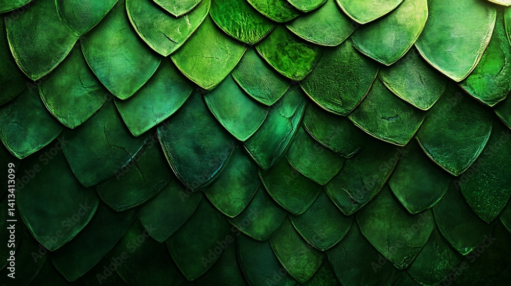 Naklejka premium Overlapping Dark Green Scale Texture