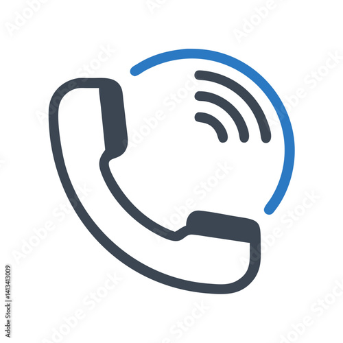 Phone call icon with sound waves, symbolizing communication, connectivity, and customer service.