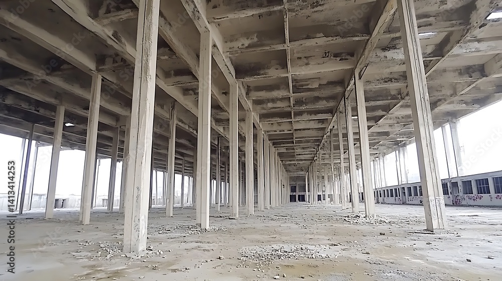 Derelict industrial building interior
