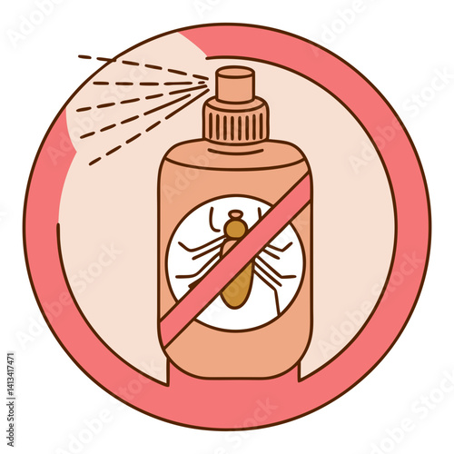 Insect repellent spray with no mosquito sign in flat style