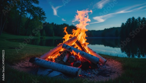Fototapeta Naklejka Na Ścianę i Meble -  evening bonfire