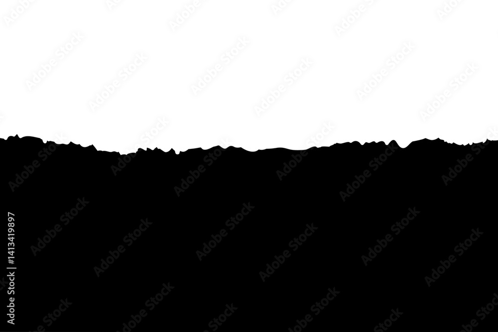 Fototapeta premium Illustration of torn a half sheet of black paper from the top.