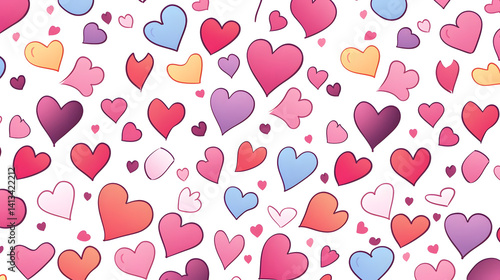 Wallpaper Mural Seamless Hand-Drawn Hearts Pattern for Romantic Designs and Backgrounds Torontodigital.ca