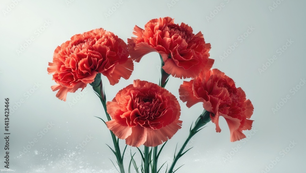 Obraz premium Three blossoms against a white setting