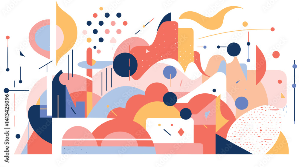 Fototapeta premium Abstract geometric shapes in colorful modern art composition flat vector illustration