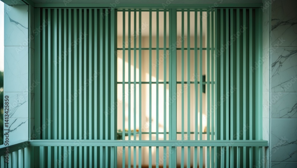 Obraz premium Balcony with light green slats