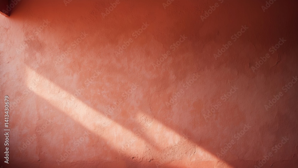 Fototapeta premium Crimson painted wall. Brick Red accent wall for home decor. Textured wall featuring gentle details and patterns. Cherry Red texture ideal for summer wallpaper background.