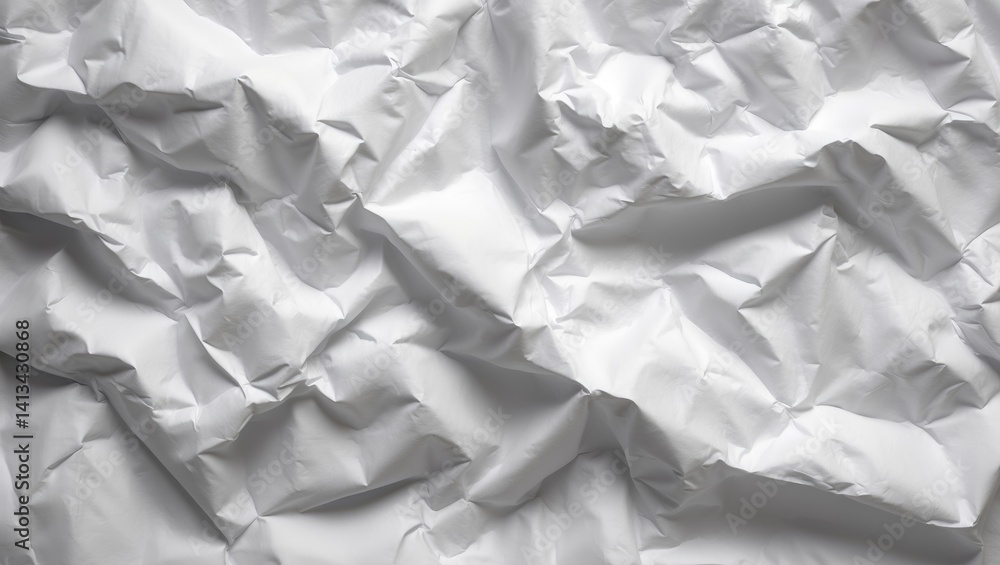 Fototapeta premium Crumpled white paper texture backdrop, empty white paper texture background