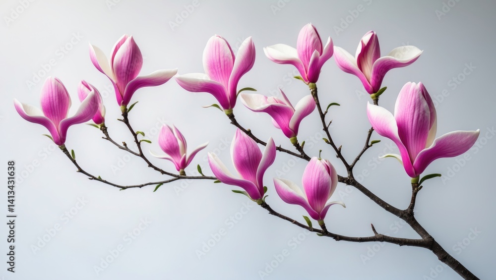 Fototapeta premium isolated magnolia flower branch on a white surface