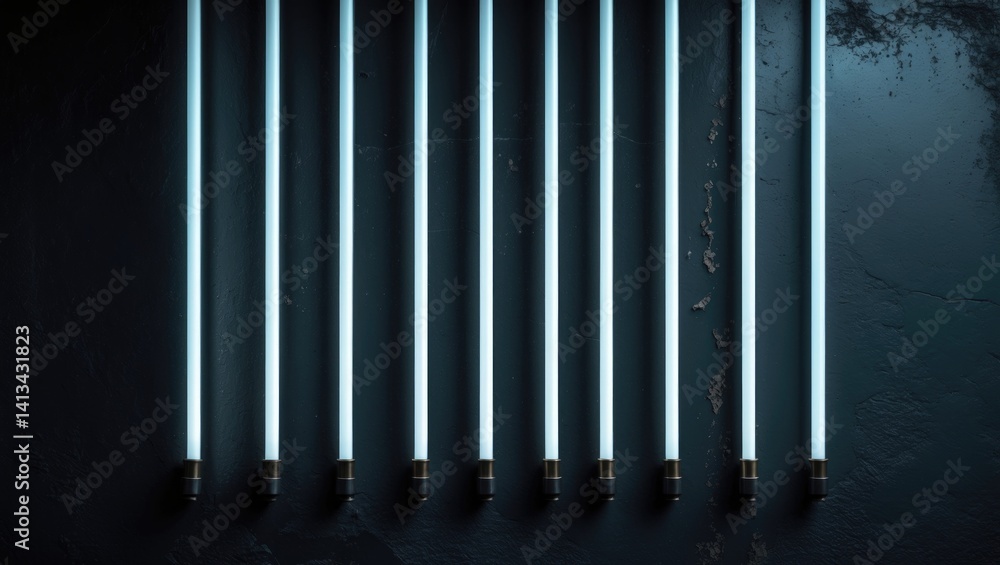 Neon white bulbs against a textured wall background. Neon white bulbs against a textured wall background.