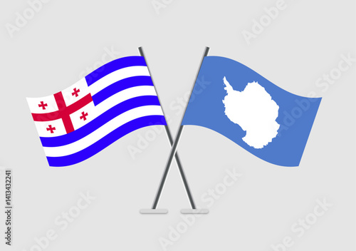Ajaria and Antarctica vector flags in stylized crossing pose