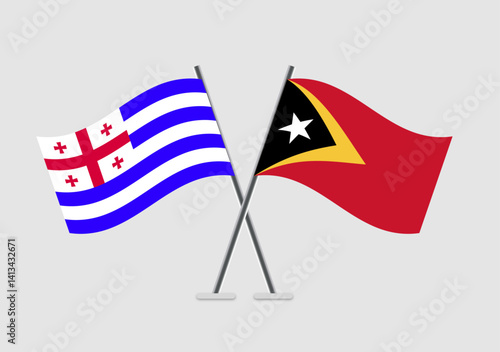 Ajaria and East Timor vector flags vector art in minimal theme