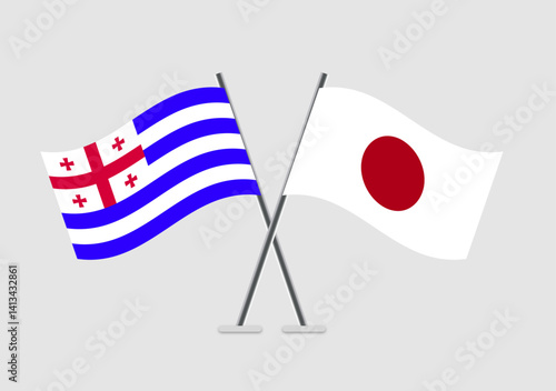 Ajaria and Japan vector flags for global design concept