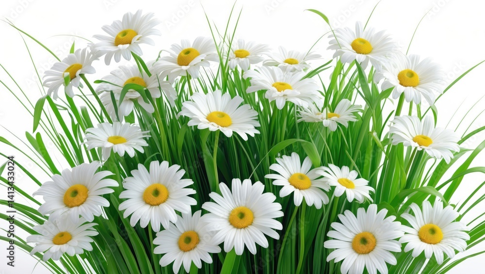 Fototapeta premium Daisy flowers in green grass