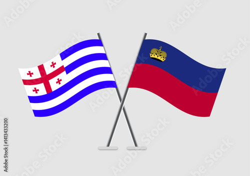 Ajaria and Liechtenstein vector flags in patriotic flat graphic style