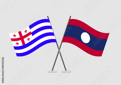 Ajaria and Laos vector flags artwork representing cooperation