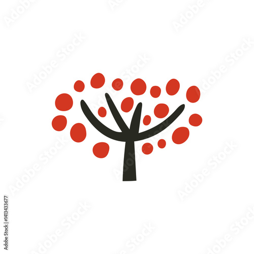 Naive simple tree. Autumn tree abstract vector illustration