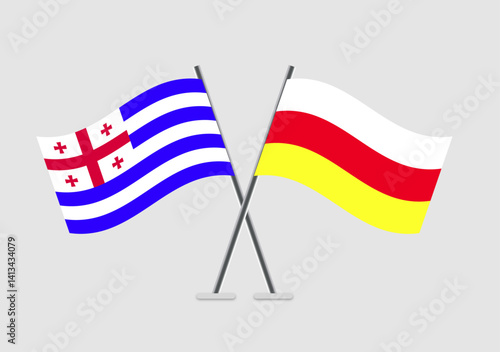 Ajaria and South Ossetia vector flags in two-pole diplomatic design