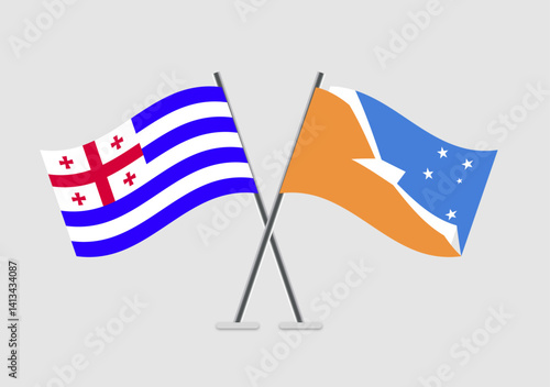 Ajaria and Tierra del Fuego Province - Argentina vector flags in national vector frame