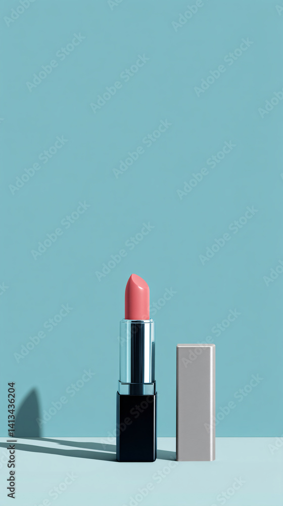 Minimal Beauty Banner with Upright Lipstick and Shadow Minimal Beauty Banner with Upright Lipstick and Shadow