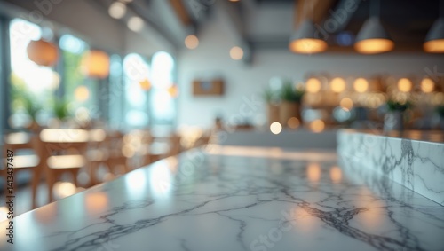 Wallpaper Mural White marble stone tabletop with a blurred interior backdrop - suitable for showcasing or presenting your products. Torontodigital.ca