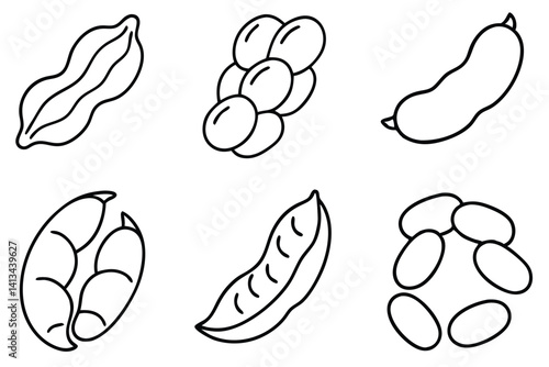 Different Types of Soybeans on White Background