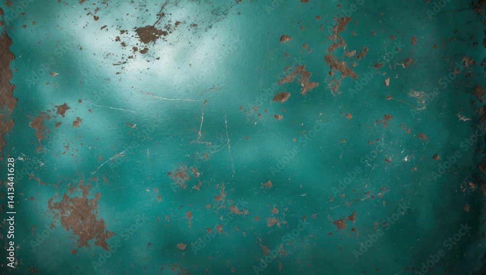 Textured background of a dirty green metal plate