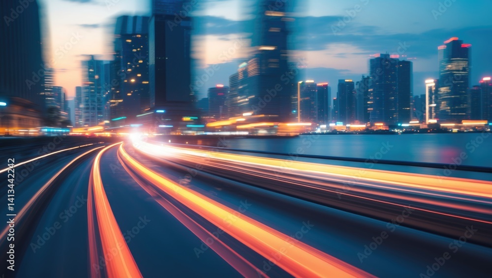 Fototapeta premium City background with vertical motion blur