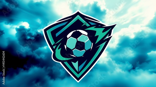 
stylized sports shield logo with a bold football graphic in the center
ideal for modern team branding energetic esports identity and youth tournaments