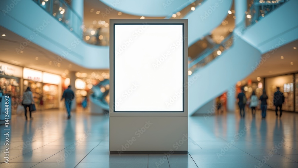 Vertical poster showcase in retail setting.