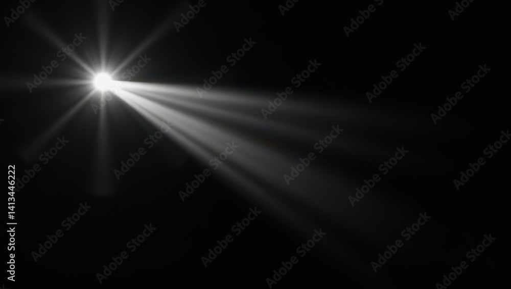 Bright Light Rays on Black Background