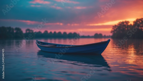 Fototapeta Naklejka Na Ścianę i Meble -  Boat gliding on the water surface.