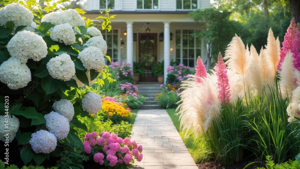 Blooms surrounding the house.