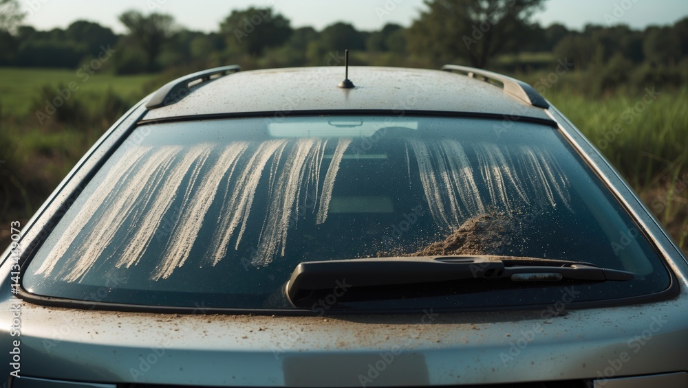 Grime and debris on the back window