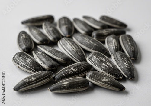 Wallpaper Mural Sunflower Seeds, Striped Raw Seeds on Wood Background Texture Closeup Torontodigital.ca