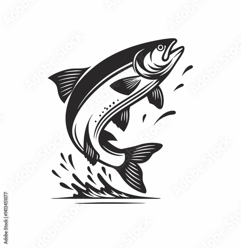 Vector salmon fish silhouette 