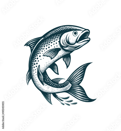 Vector salmon fish silhouette 