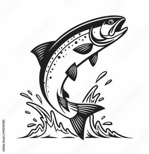 Vector salmon fish silhouette 