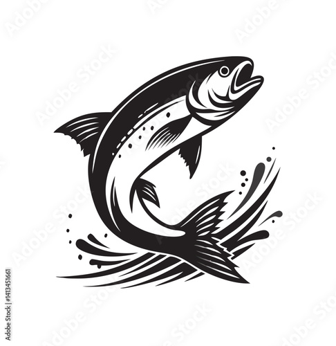Vector salmon fish silhouette 