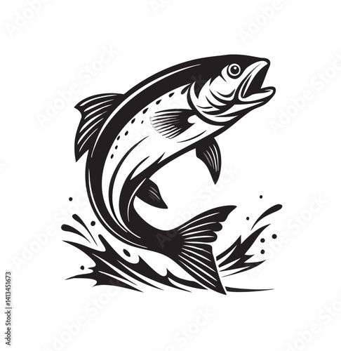Vector salmon fish silhouette 