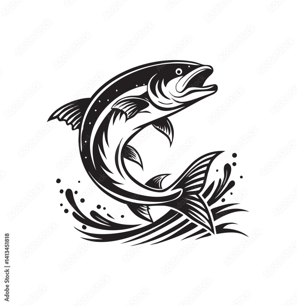 Vector salmon fish silhouette Vector salmon fish silhouette