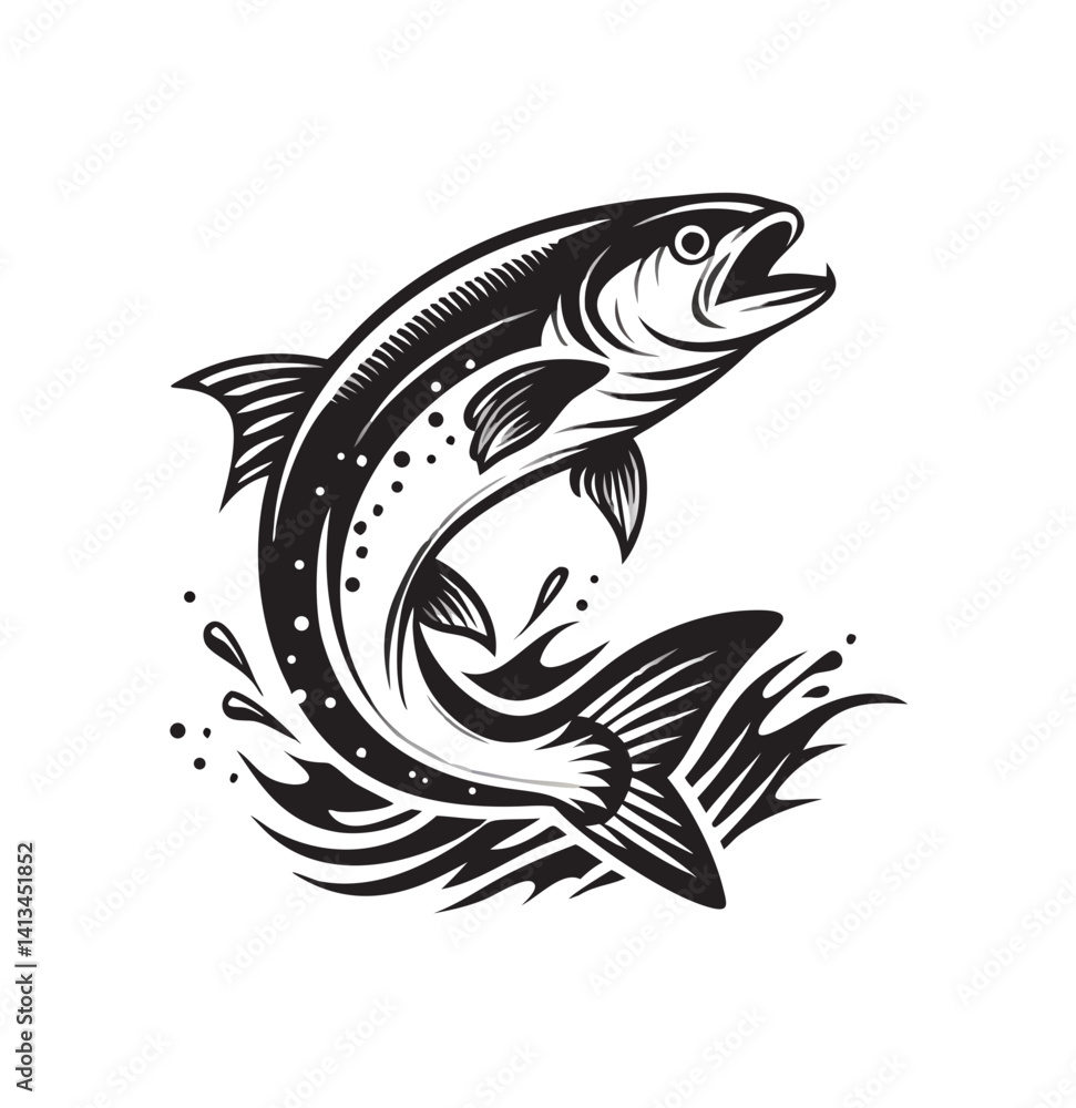 Vector salmon fish silhouette Vector salmon fish silhouette