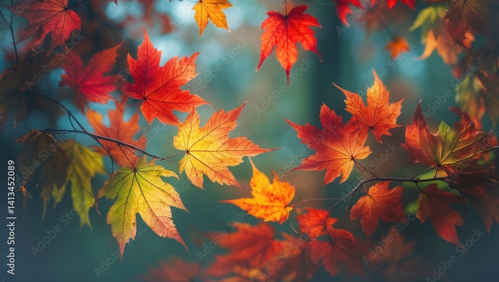 Maple leaves with an overlay of natural leaf skeleton Maple leaves with an overlay of natural leaf skeleton