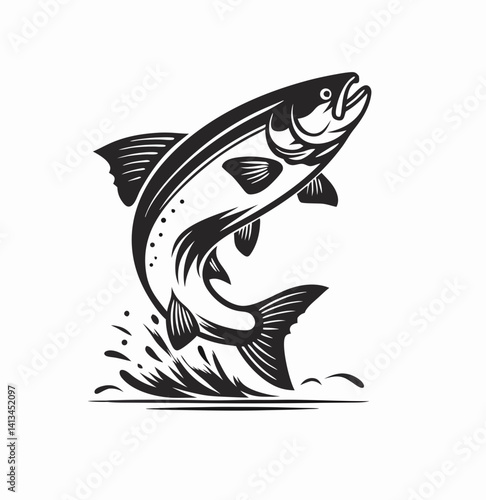 Vector salmon fish silhouette 