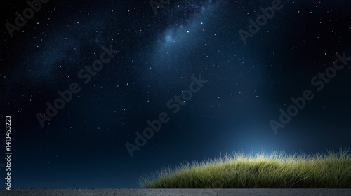 Obraz na płótnie A field of grass is lit up by the stars w salonie